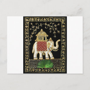 Multicolor Thread and Zari Embroidered Royal Eleph Postcard
