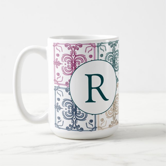 Multicolor Tiles w/ Initial  Coffee Mug (Left)