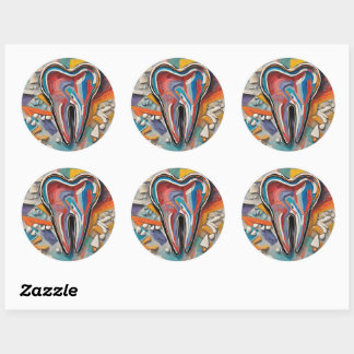 Multicolor Tooth  Classic Round Sticker