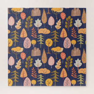 Multicolor Trees: Mid Autumn Vintage Jigsaw Puzzle