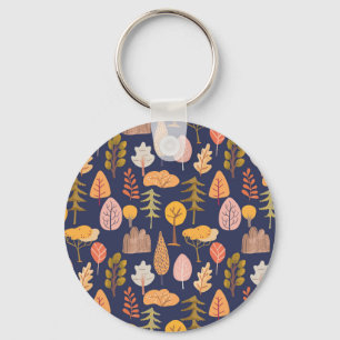 Multicolor Trees: Mid Autumn Vintage Key Ring