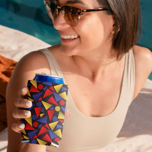 Multicolor Triangle Pattern Can Cooler
