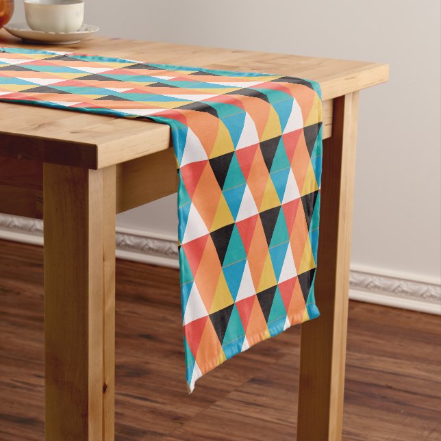 Multicolor Triangle Pattern Short Table Runner (In Situ)