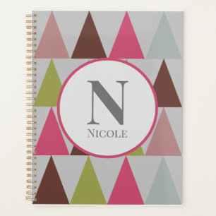 Multicolor triangle pattern with Name Initial Planner