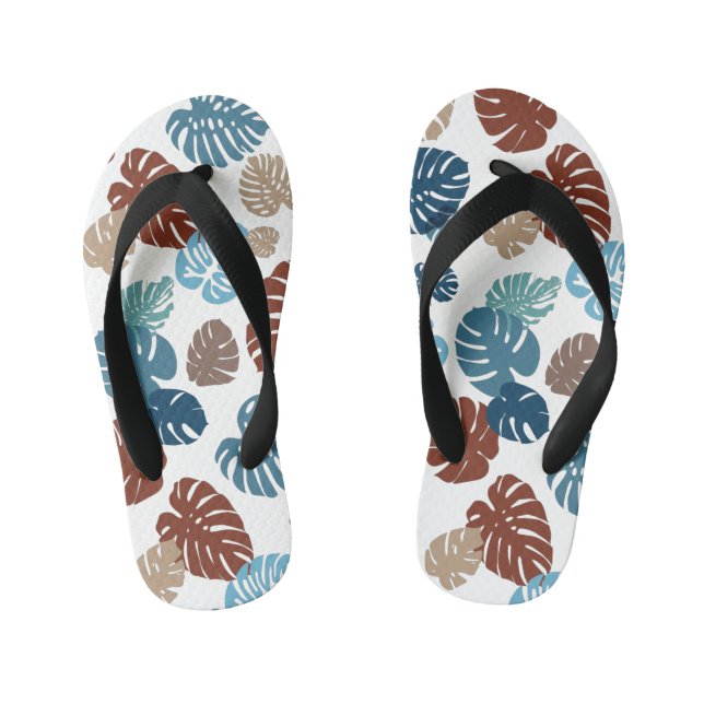 Multicolor Tropical Leaves 11 Kid's Thongs (Footbed)
