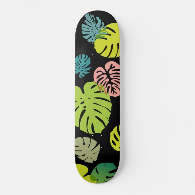 Multicolor Tropical Leaves 2 Skateboard (Front)