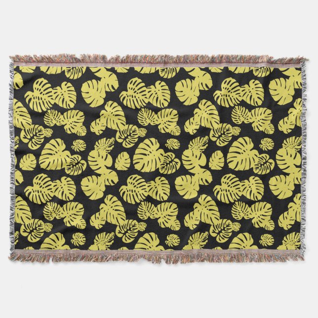 Multicolor Tropical Leaves 7 Throw Blanket (Front)