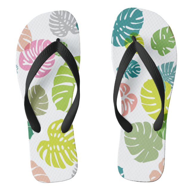 Multicolor Tropical Leaves Thongs (Footbed)