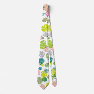 Multicolor Tropical Leaves Tie