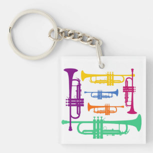 Multicolor Trumpet Brass Music Instrument Key Ring