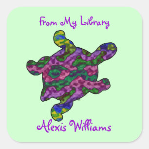 Multicolor Turtle Child's Bookplate Stickers