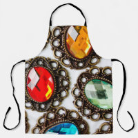 Multicolor vintage brooches on white backgroundbro