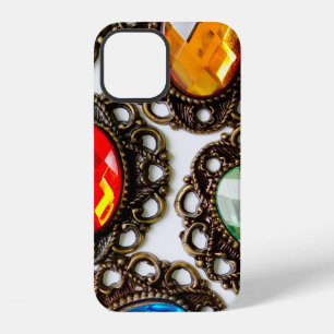 Multicolor vintage brooches on white backgroundbro iPhone 12 case