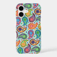 Multicolor Vintage Paisley Soft Blue Background