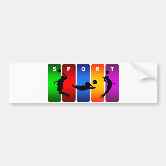 Multicolor Volleyball Emblem Bumper Sticker (Front)