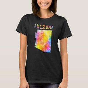 Multicolor Watercolor Arizona State Map Digital Ar T-Shirt