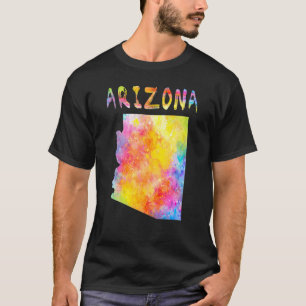 Multicolor Watercolor Arizona State Map Digital Ar T-Shirt