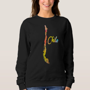 Multicolor Watercolor Chile Map Digital Artwork Sweatshirt