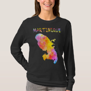 Multicolor Watercolor Martinique Map Digital Artwo T-Shirt