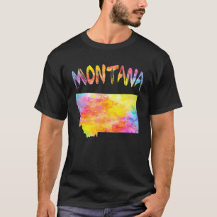 Multicolor Watercolor Montana State Map  Digital A T-Shirt