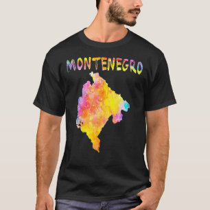 Multicolor Watercolor Montenegro Map Digital Artwo T-Shirt