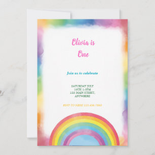 multicolor watercolor rainbow birthday  invitation