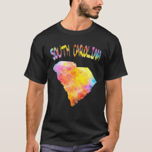 Multicolor Watercolor South Carolina State Map  Ar T-Shirt