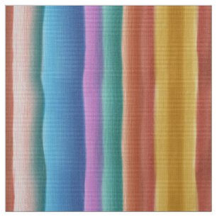 Multicolor Watercolor Stripes Pattern Fabric