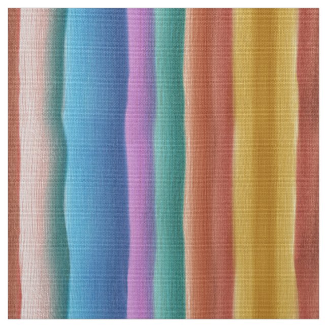 Multicolor Watercolor Stripes Pattern Fabric (Swatch)