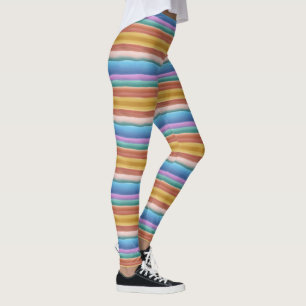 Multicolor Watercolor Stripes Pattern Leggings