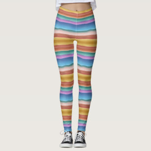 Multicolor Watercolor Stripes Pattern   Leggings