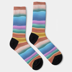 Multicolor Watercolor Stripes Pattern Socks