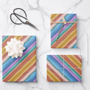 Multicolor Watercolor Stripes Pattern Wrapping Paper Sheet