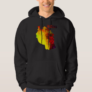 Multicolor Watercolor Tanzania Map Digital Artwork Hoodie