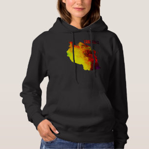 Multicolor Watercolor Tanzania Map Digital Artwork Hoodie