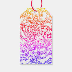 Multicolor Wavy Circles Square Abstract Drawing Gift Tags