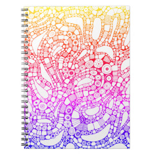 Multicolor Wavy Circles Square Abstract Drawing Notebook