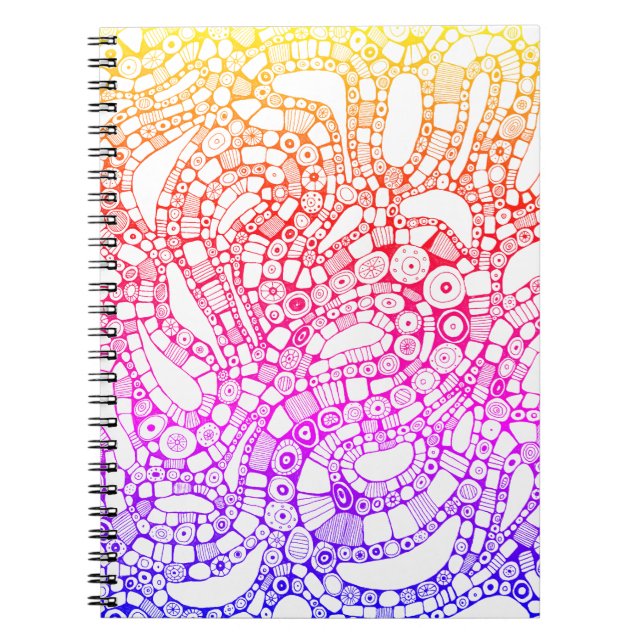 Multicolor Wavy Circles Square Abstract Drawing Notebook (Front)