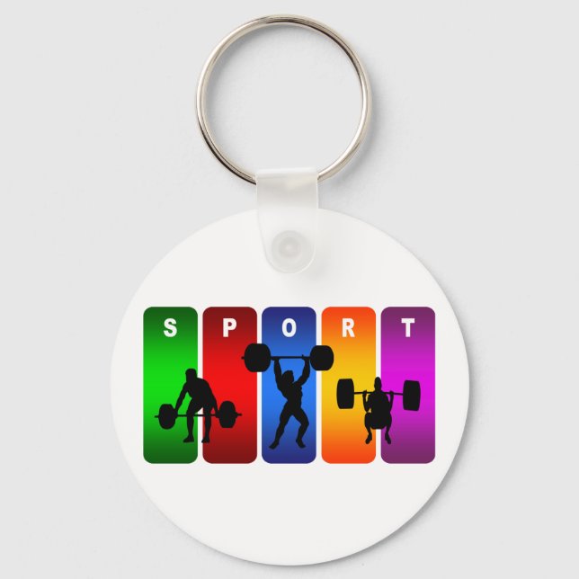 Multicolor Weight Lifting Emblem Key Ring (Front)