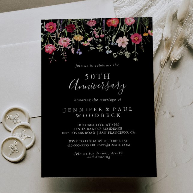 Multicolor Wildflower 50th Wedding Anniversary Invitation (Creator Uploaded)