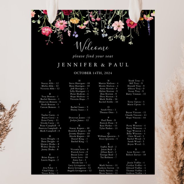 Multicolor Wildflower Alphabetical Seating Chart (Creator Uploaded)