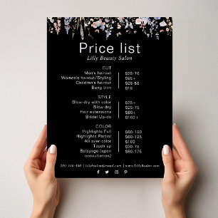 Multicolor Wildflower Beauty Salon Price List