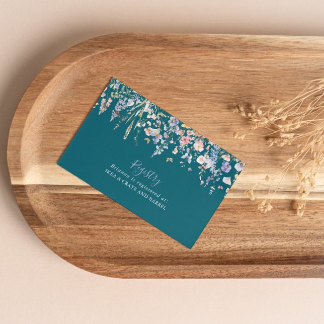 Multicolor Wildflower Green Wedding Gift Registry Enclosure Card (Creator Uploaded)