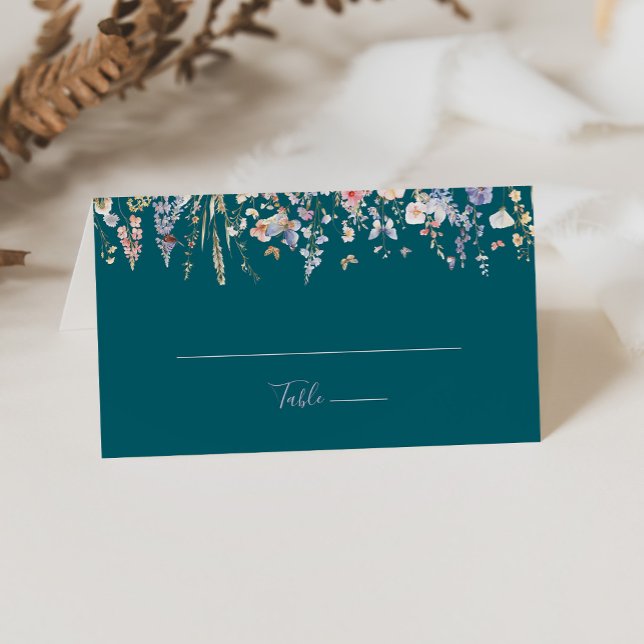 Multicolor Wildflower Green Wedding Place Card (Creator Uploaded)