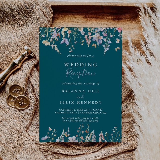 Multicolor Wildflower Green Wedding Reception Invitation (Creator Uploaded)