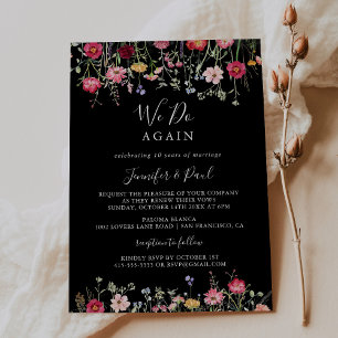 Multicolor Wildflower We Do Again Vow Renewal Invitation