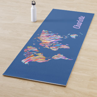 Multicolor World Map Yoga Mat