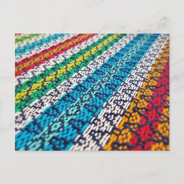 Multicolor Woven Fabric Holiday Postcard (Front)