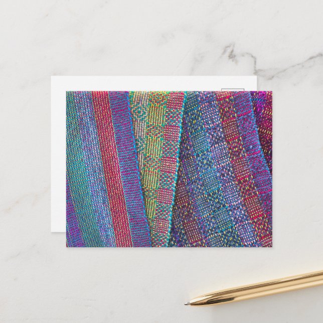Multicolor Woven Fabric Holiday Postcard (Front/Back In Situ)