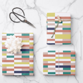 Multicolor Wrapping Paper Flat Sheet Set of 3